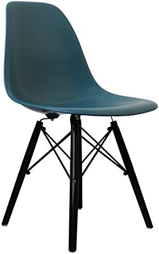 Sitting Comfy Plastic Dining Chair Wooden Legs Eiffel DSW Retro Scandinavian style (Teal, Black Legs)