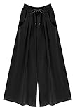Jusfitsu Women's Elastic Waist Wide Leg Casual Palazzo Capri Culottes Pants Plus Size