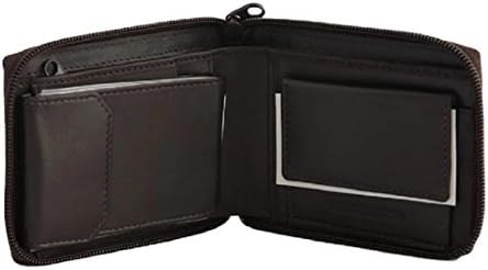Men's Dalton Zipper Bifold Leather Wallet (Brown)
