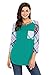 Annflat Women's Casual Striped 3/4 Sleeve Pocket T Shirt Color Block Blouses and Tops,Green,(US14-16)X-Large