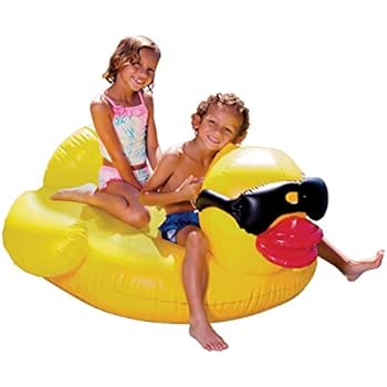 GAME Large Derby Duck, Inflatable Pool Float, Balloon Animal Pool Float, Durable Vinyl, Quick-Fill Valves, 175-Pound Capacity, 2 Handles, 48