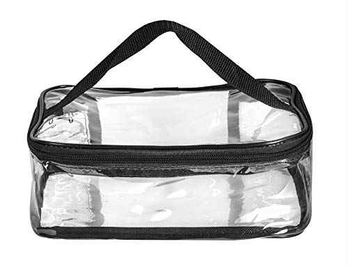 Clear Travel Cosmetic Bag Makeup Pouch, Train Case Organizer with Top Handle Large 2 Clear Travel Cosmetic Bag Makeup Pouch, Train Case Organizer with Top Handle Large