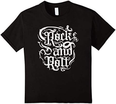 Kids Heavy Metal Rock and Roll Gothic Scroll Text T Shirt 12 Black