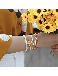 Zoyen - Pulsera de cuerda trenzada impermeable, diseño de girasol, color turquesa