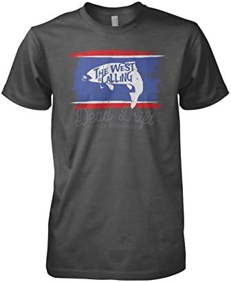 Dead Drift Fly Wyoming State Trout Fly Fishing Shirt (Large, Charcoal Gray-heather)