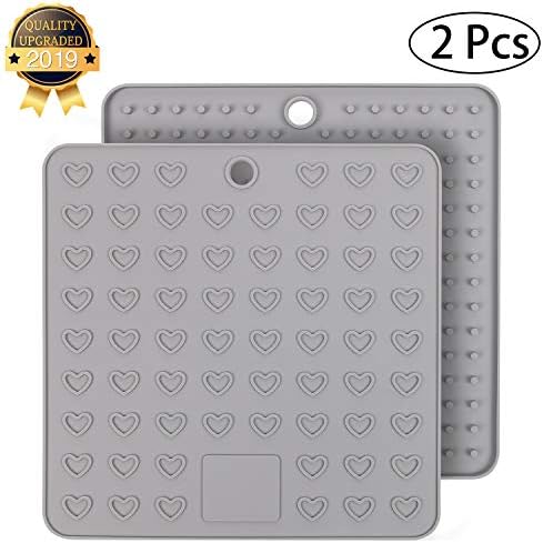 Yeeteching Silicone Pot Holders and Oven Mitts Hot Pots 7.28x7.28inch Trivet Mats,Drying Mat,Heat Resistant Pack 2