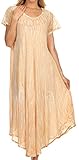Sakkas 14802 - Faye Cap Sleeved Cotton Caftan Cover Up Dress - Natural - OS