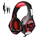 New Xbox One Headset MFEEL Gaming Headset with Mic for PC, PS4, Xbox One S Netendo DS Tablet Laptop Phone - Noise lsolating Volume Control LED Light (Red)