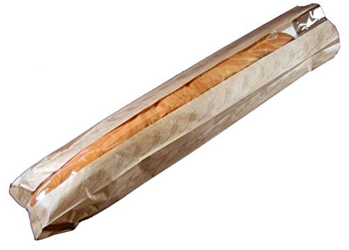 25 Kraft Paper Wheat Design Panel Bakery Bread Bags w/ Window