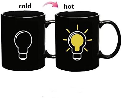 MissYiaa Magic Coffee Heat Sensitive Mug, Magic Morning Mug Coffee Tea Milk Hot Cold Heat Sensitive Color-changing Mug Cup (light bulb)
