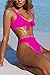 ESONLAR Ladies Flowy Cropped Tank Brazilian Thong 2PCS Bikini Bathing Suit Rosy L
