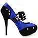 Show Story Two Tone Metal Stud Buckle High Heel Stiletto Platform Pumps,LF30438