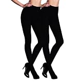 Womens Plus Size Warm Tights 2pack Stockings Opaque Control Top Pantyhose