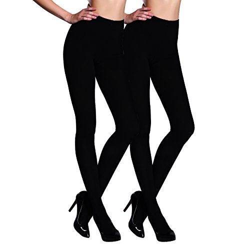 Womens Plus Size Warm Tights 2pack Stockings Opaque Control Top Pantyhose