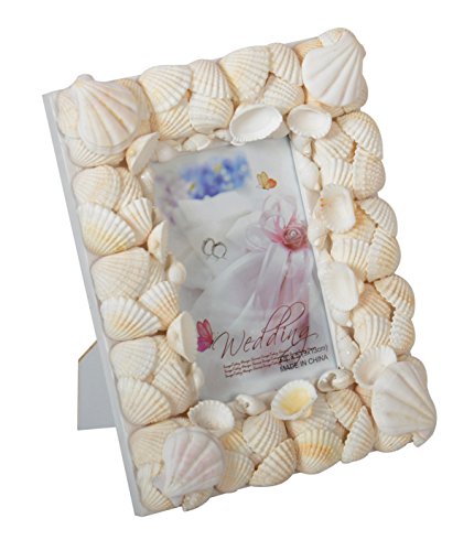 Yakri 5x7 Beach Decor Seashell Picture Frame,Complete Handmade Conch Photo Frames with Sea Shells for Wedding