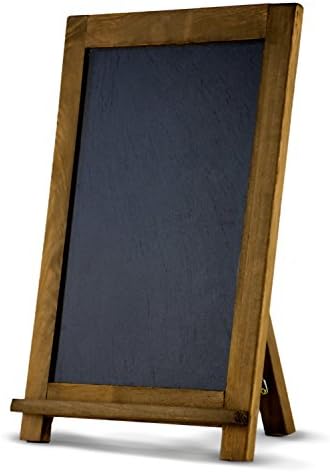 COMPONO Vintage Chalkboard (16” x 12”) Free Standing Rustic Chalk Board Easel for Wedding, Home, Kitchen, or Business use. Hand Made Slate Writing Surface and Distressed Wood Frame Finish (Cherry)