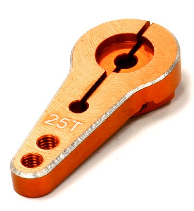 Integy RC Model Hop-ups C24487ORANGE Billet Machined Single Sided Servo Horn 25T for Futaba Servo (r=20, 24mm Holes)