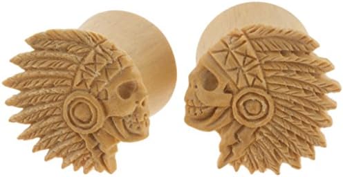 Pair of Crocodile Wood Double Flared Crazy Horse Plugs - PWC87: 7/16"
