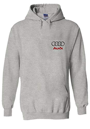 Audi Logo S R8 Line Pocket Print Novelty Grey Men Women Unisex Hooded Sweatshirt Hoodie-L