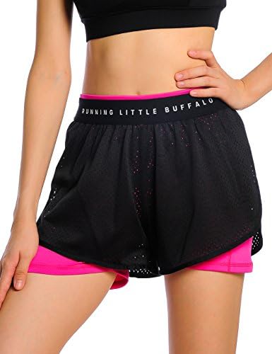 UDIY Women's 2 in 1 Sports Shorts with Inner Pocket Trainning Running Shorts