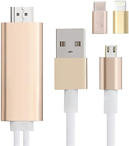 6.4ft Lighting/Micro USB/Type-C to Mobile High-Definition Cable For iPhone,iPad, Android phone and tablet (iPad only support:Wi-Fi + Cellular)