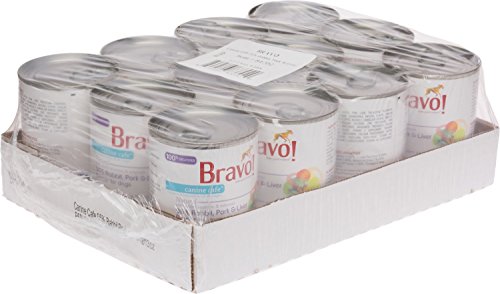 (Case of 12) Bravo! Canine Cafe 95% Rabbit, Pork Liver Dinner Canned Dog  Food, 13-oz