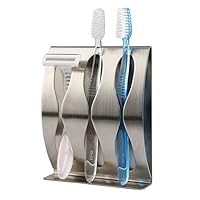 WARMTHOU Toothbrush Holder Wall Mounted, Polished Stainless Razor Holder Self-Adhesive Organizer with 3 Holes for Home Storage/Bathroom/Lavatory