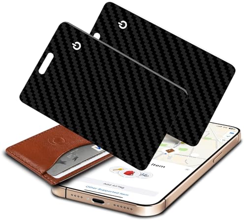 Vrebrey Wallet Tracker Card 2-Pack, Slim Rechargeable Bluetooth Item Locator, Smart Finder Compatible with Apple Find My for Wallet & Luggage, IP68 Waterproof (iOS Only)