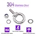 36Pcs 304 Stainless Steel M5 Male Thread Lifting Ring Eye Bolt Kit, Including 6Pcs M5 Eye Bolt with 10Pcs Lock Nuts, 10Pcs Lock Washers and 10Pcs Flat Washers