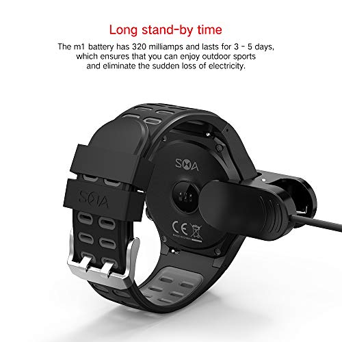 SMA-M1 GPS Sport Smart Watch Activity Tracker Fitness Watch for Men Heart Rate Monitor Watches Sleep Monitoring Smartwatch Gift for Father(Black)