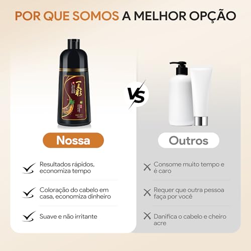 IIIMEIDU Shampoo de Tintura 3 em 1 Marrom escuro Natural 500ml – Cobre Cabelos Brancos Instantaneamente – Fórmula com Extratos Naturais – Para Homens e Mulheres