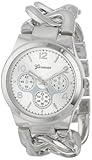 Geneva Women's 2380-Silver-GEN Oversized Interlocked Chain Band Watch