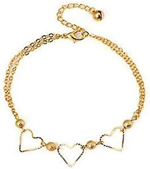 Y&M Classic Hollow-out Thread Love Women Golden Alloy Anklets(26cm*1.3cm*0.5cm) (1 Pc)