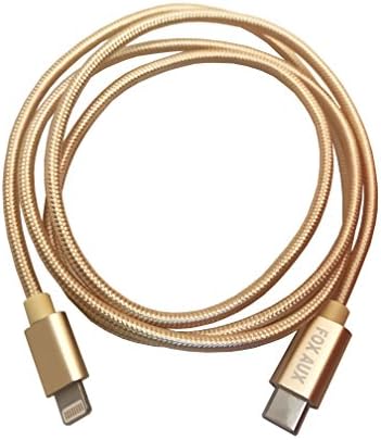 Fox Aux - Premium 3.1 USB-C to Apple Lightning Nylon Braided iPhone iPad Cable - Macbook Pro Charger (Gold Rush)