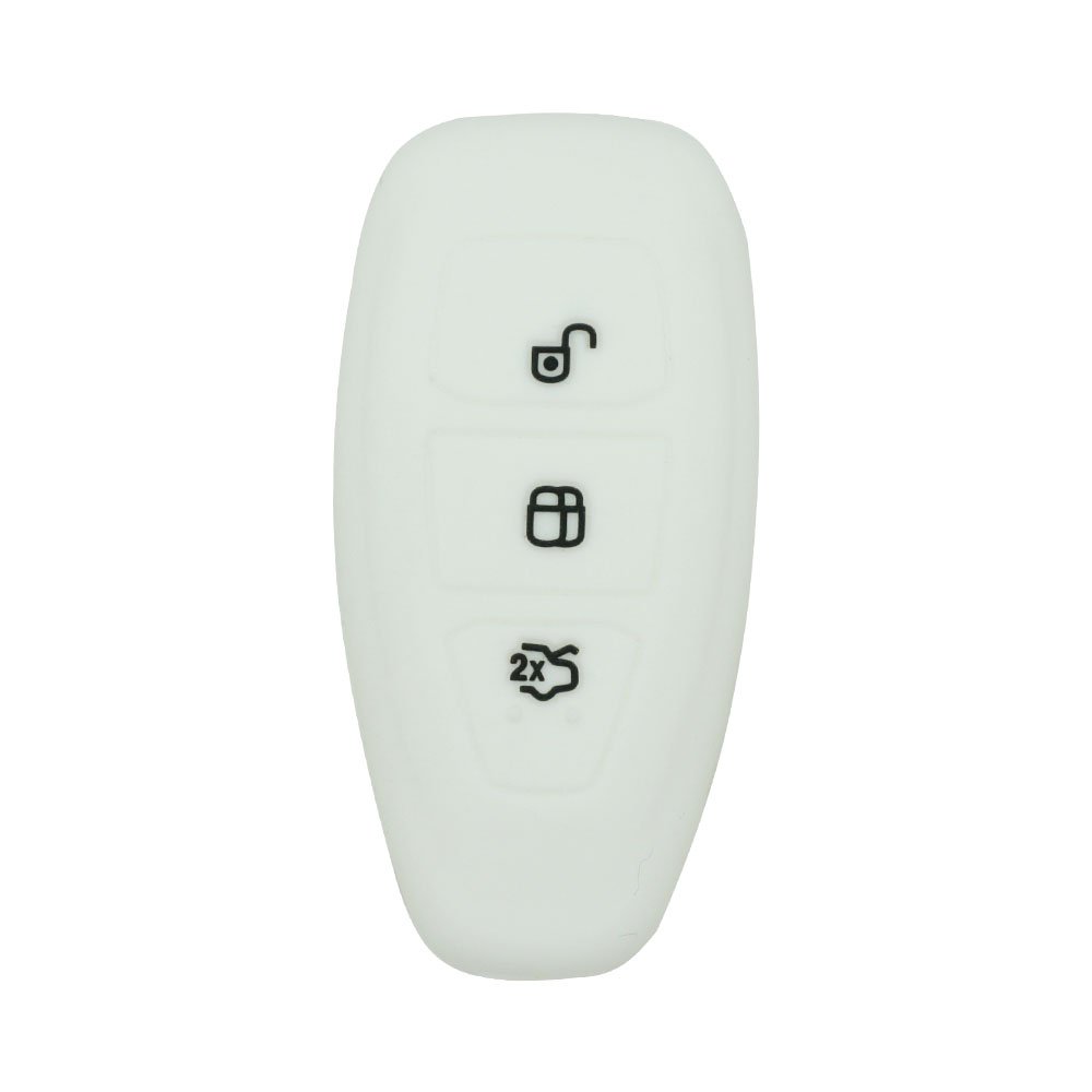 BROVACS Silicone Cover Protector Case Holder Skin Jacket Compatible with FORD 3 Button Smart Remote Key Fob CV2712 White — image 1