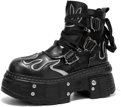 Amazon.com: New Rock 106N-S8 PLATFORM SHOES Metallic White Leather