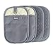 Honla 4 Piece Rectangular Pot Holders with Pockets,Heat Resistant to 500 F,Flexible Non Slip Silicone Grip Hot Pads,Grey
