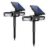 KUMEDA 24 Solar LED Waterproof Outdoor light 360° USB Solar Spotlights Wireless Security Solar Motion Sensor Light for Outdoor Garden Path Driveway Wall Deck [Upgraded](Pack of 2)