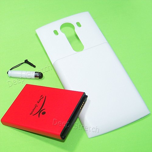 New High Capacity 11000mAh Replacement Extended Double layer Battery Thicker White Cover Stylus for T-Mobile LG V10 H901 Smartphone