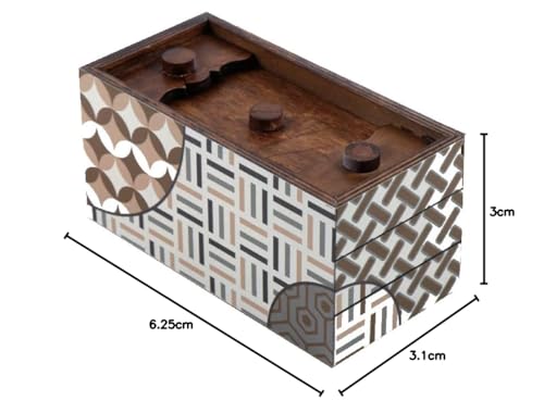 Enigma Decode Secret Puzzle Box - Money and Gift Card Holder in a Wood Magic Trick Lock with Two Hidden Compartments Brainteaser