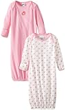 Gerber Baby-Girls Newborn 2 Pack Bird Gown, Bird Pink, 0-6 Months