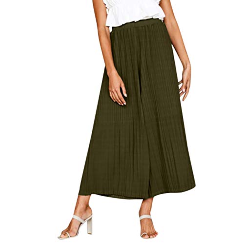 Chiffon Wide Leg Pants Womens Solid Casual Loose Trousers Pants
