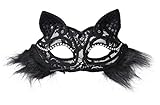 Sexy Cat Masquerade Mask with Cute Black Lace Cat Ears Headband
