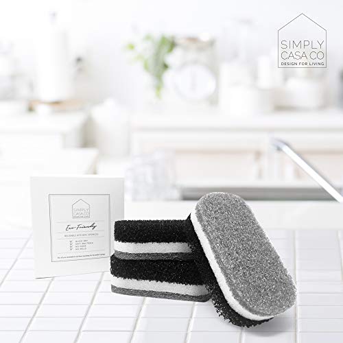 SIMPLYCASA Modern Kitchen Dish Cleaning Sponge Set of 3 /Non Scratch