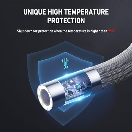 Ralcam Endoscope Camera with Light Endoscope Camera - Endoscope 6.2 mm Inspection Camera 4.3 Inch HD 720P Tube Camera, Cameras with 6 LEDs, IP67 Waterproof 2 m Flexible Channel Camera Telescopic Camera Car Tool