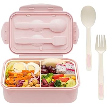 Bento Boxes for Adults - Bento Lunch Box For Kids Childrens With Spoon & Fork - Durable, Leak-Proof for On-the-Go Meal, BPA-Free and Food-Safe Materials