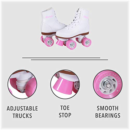 Chicago Girls Rink Roller Skate White Youth Quad Skates Size J10