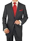 Gino Valentino Men's Two Button Jacket Flat Front Pants Ticket Pocket Suit