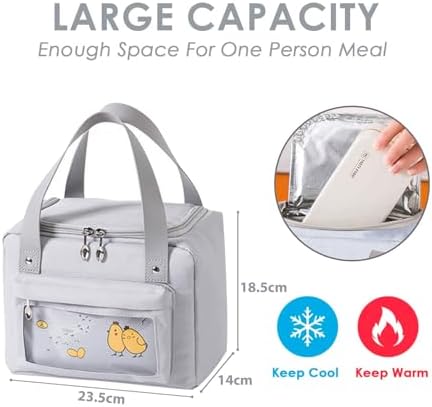 sac isotherme sac isotherme repas lunch bag isotherme femme petit sac repas portable 6L (travail ecole dejeuner quotidien) Gris — photo 2 sur 7