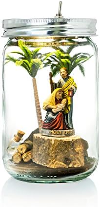 Marmelada Holy land family Scene In a Jar Christian Figurines Nightlight Nursery gift Bedtime Lamp